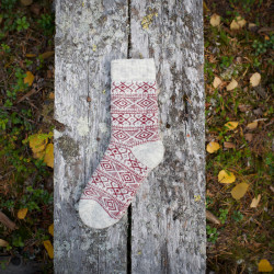Wool Socks Offwhite Red